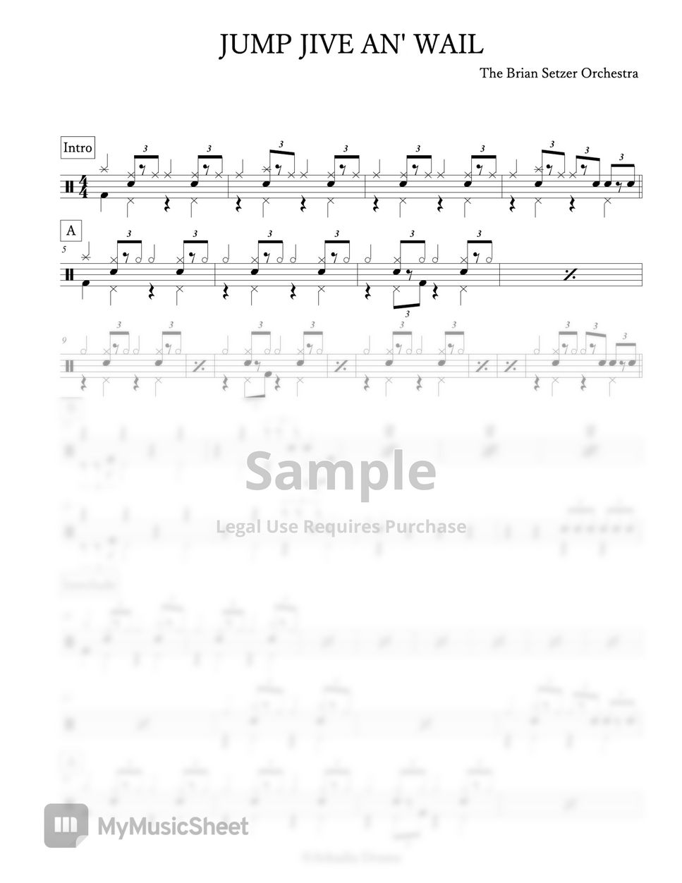 The Brian Setzer Orchestra - JUMP JIVE AN' WAIL Sheets by Arkadia Drums
