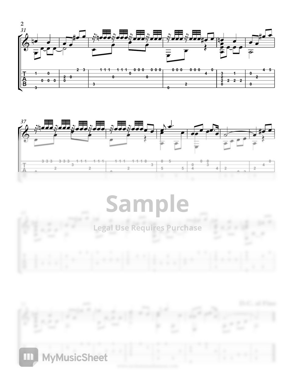 Les Parapluies De Cherbourg French song Tab + 1staff by Mohammad Lameei