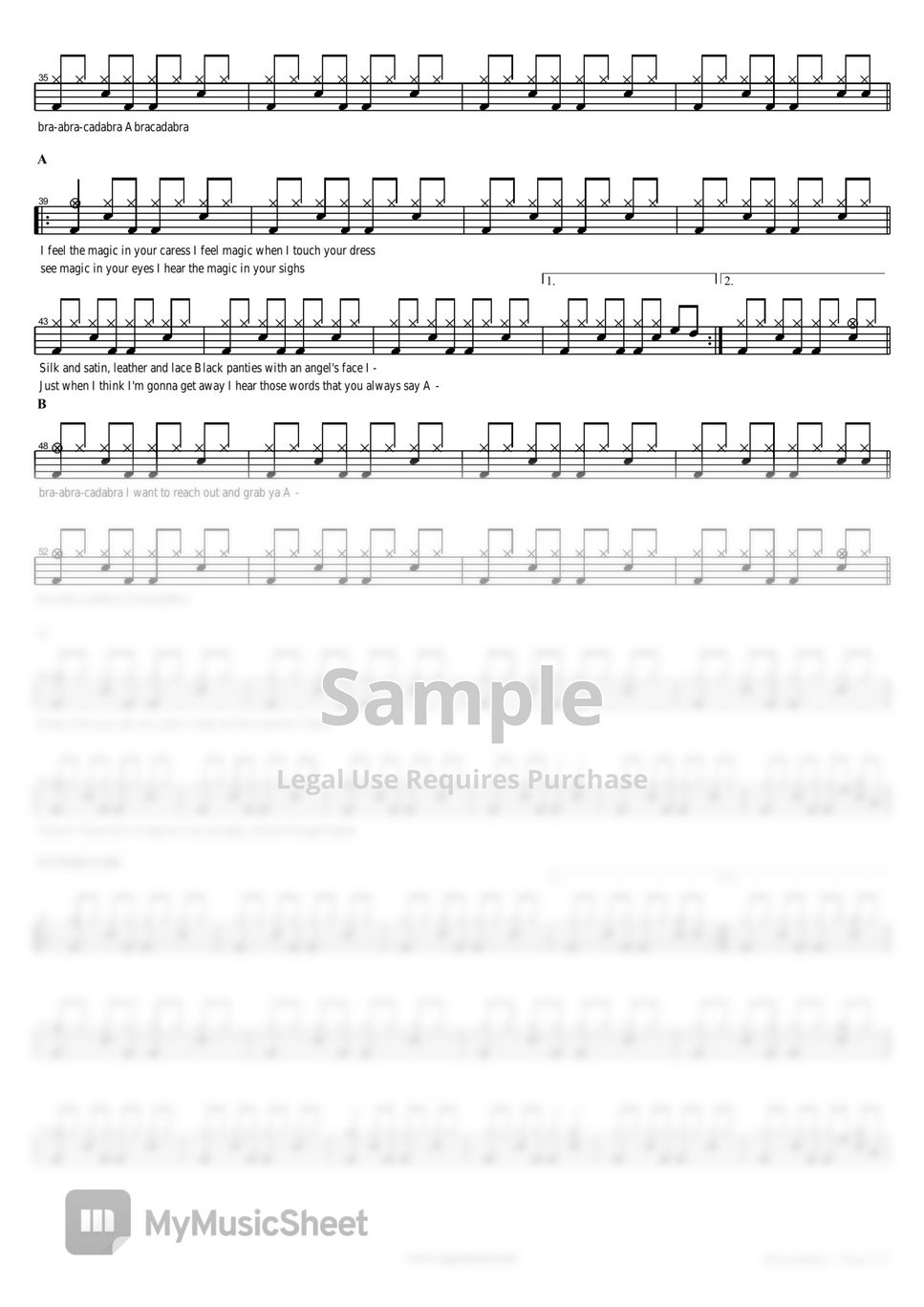Steve Miller Band Abracadabra Sheet by COPYDRUM
