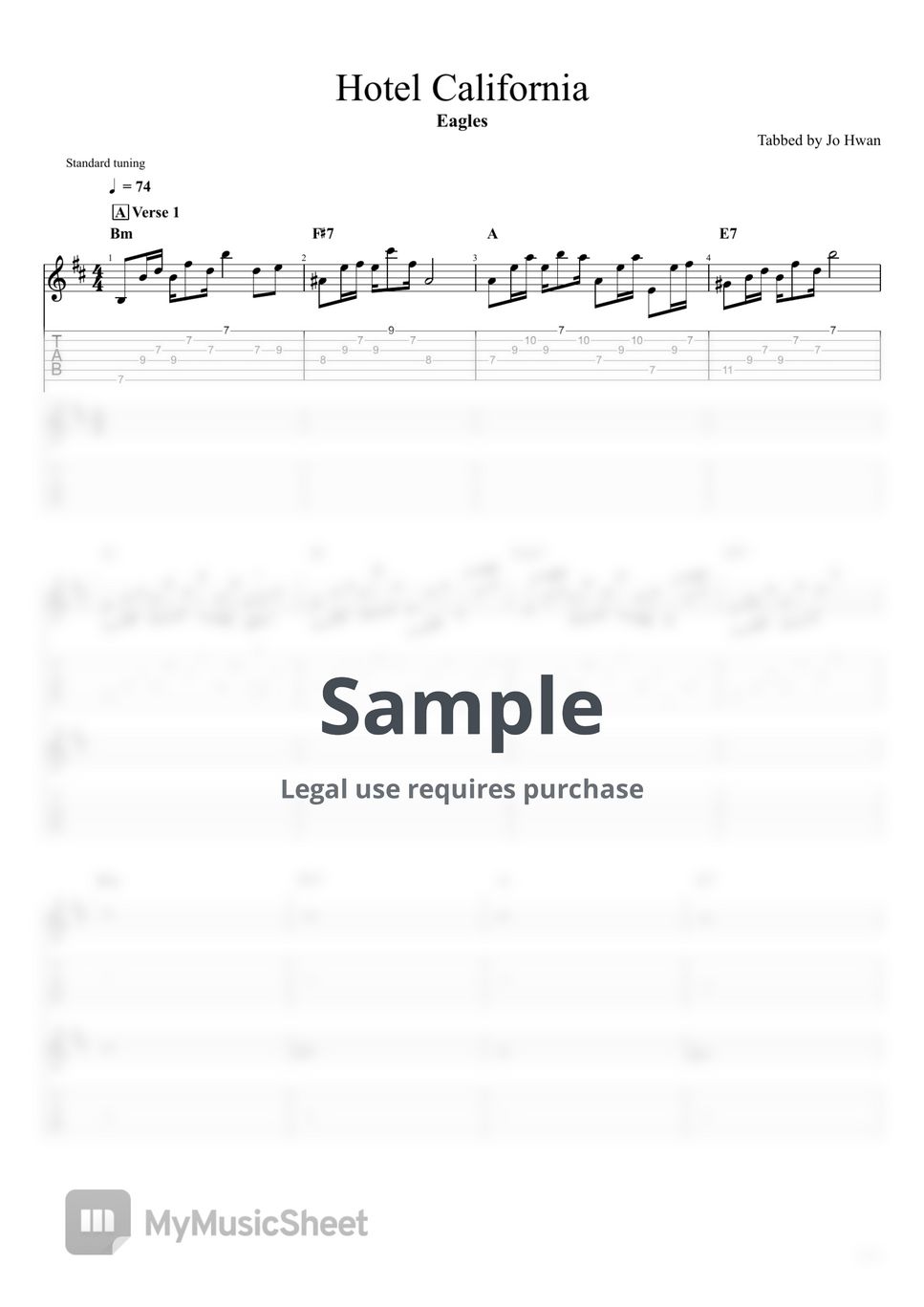 Eagles hotel california tab 1staff by jo hwan