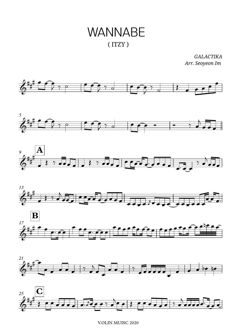 ITZY WANNABE (Violin Version) Sheets by V.OLIN