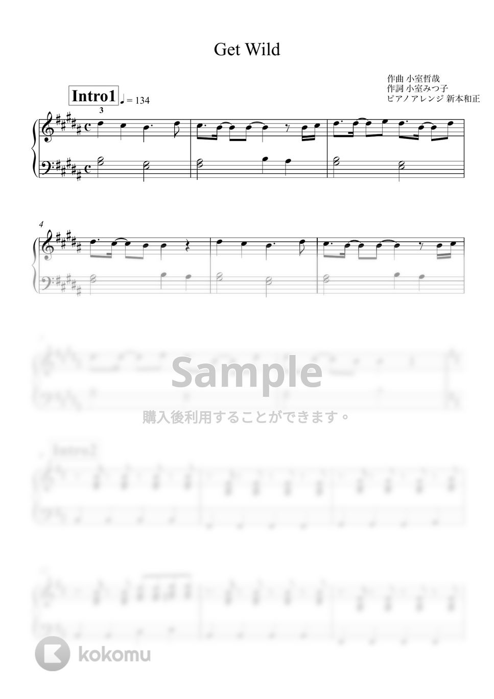 TM NETWORK - Get Wild 楽譜 by 新本和正