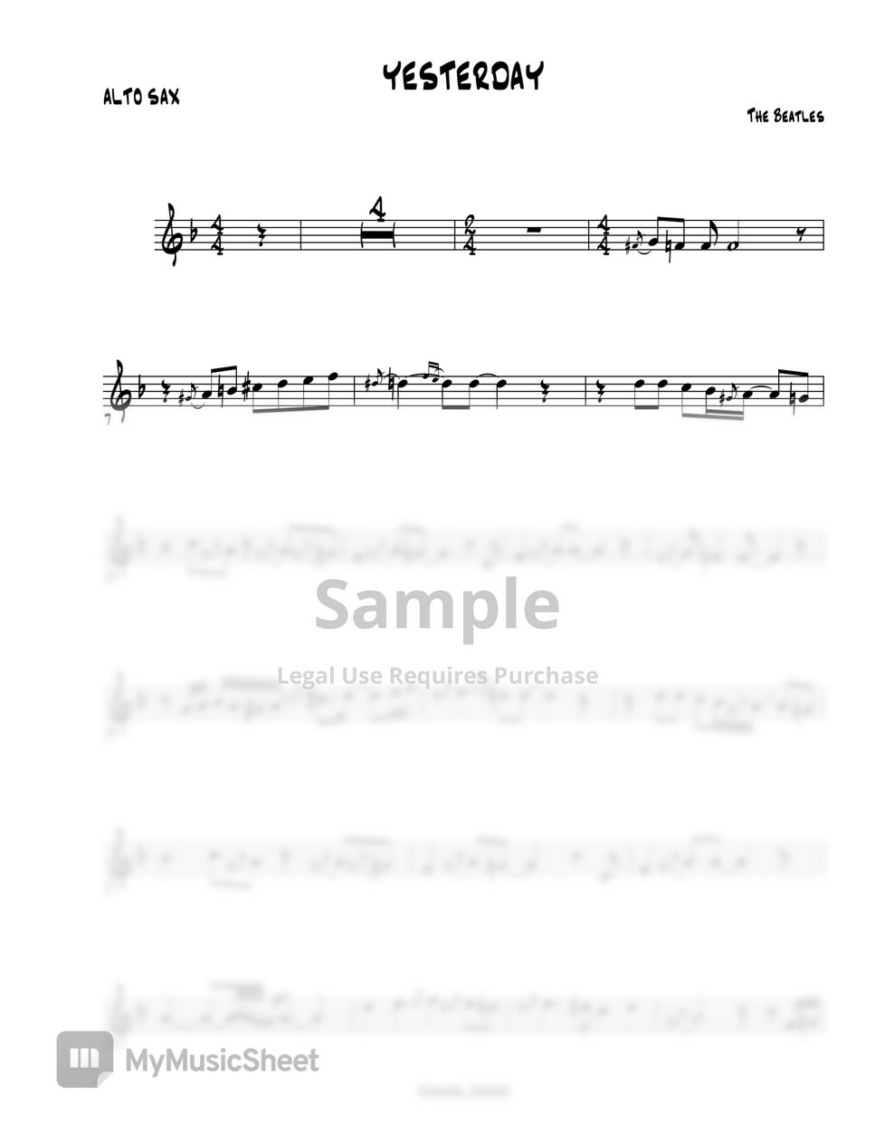Yesterday The Beatles (Alto Sax) 楽譜 by Ismael Dorado