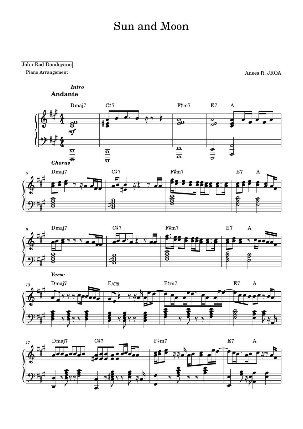 Anees Ft Jroa Sun And Moon Piano Sheet Sheets By John Rod Dondoyano