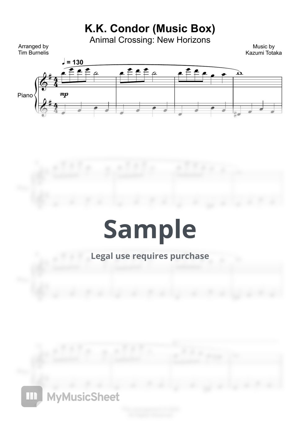 Animal Crossing: New Horizons - K.K. Condor (Music Box) Sheets by Tim