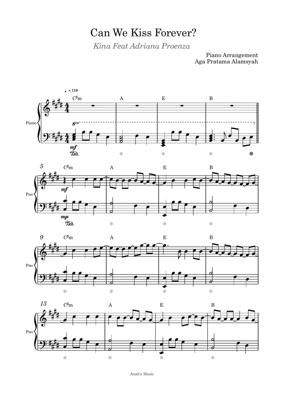 Kina Can We Kiss Forever? (Piano Solo) Spartito by Aga Pratama Alamsyah