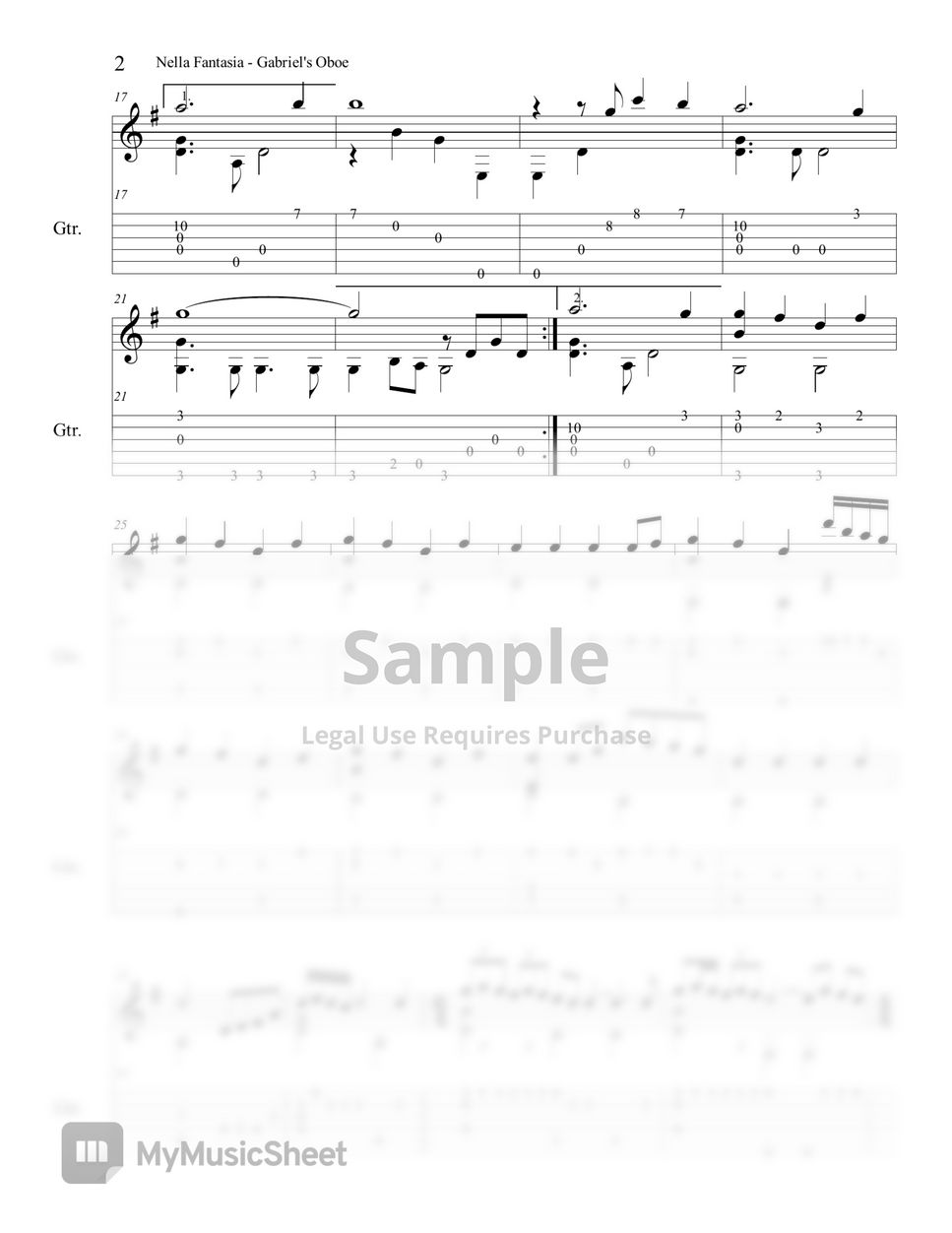 Gabriel'S Oboe - Nella Fantasia - Gabriel'S Oboe - Nella Fantasia  ('Mission' Ost-Ennio Morricone) (Guitar Tab) Tab + 1Staff By Woojeong Park