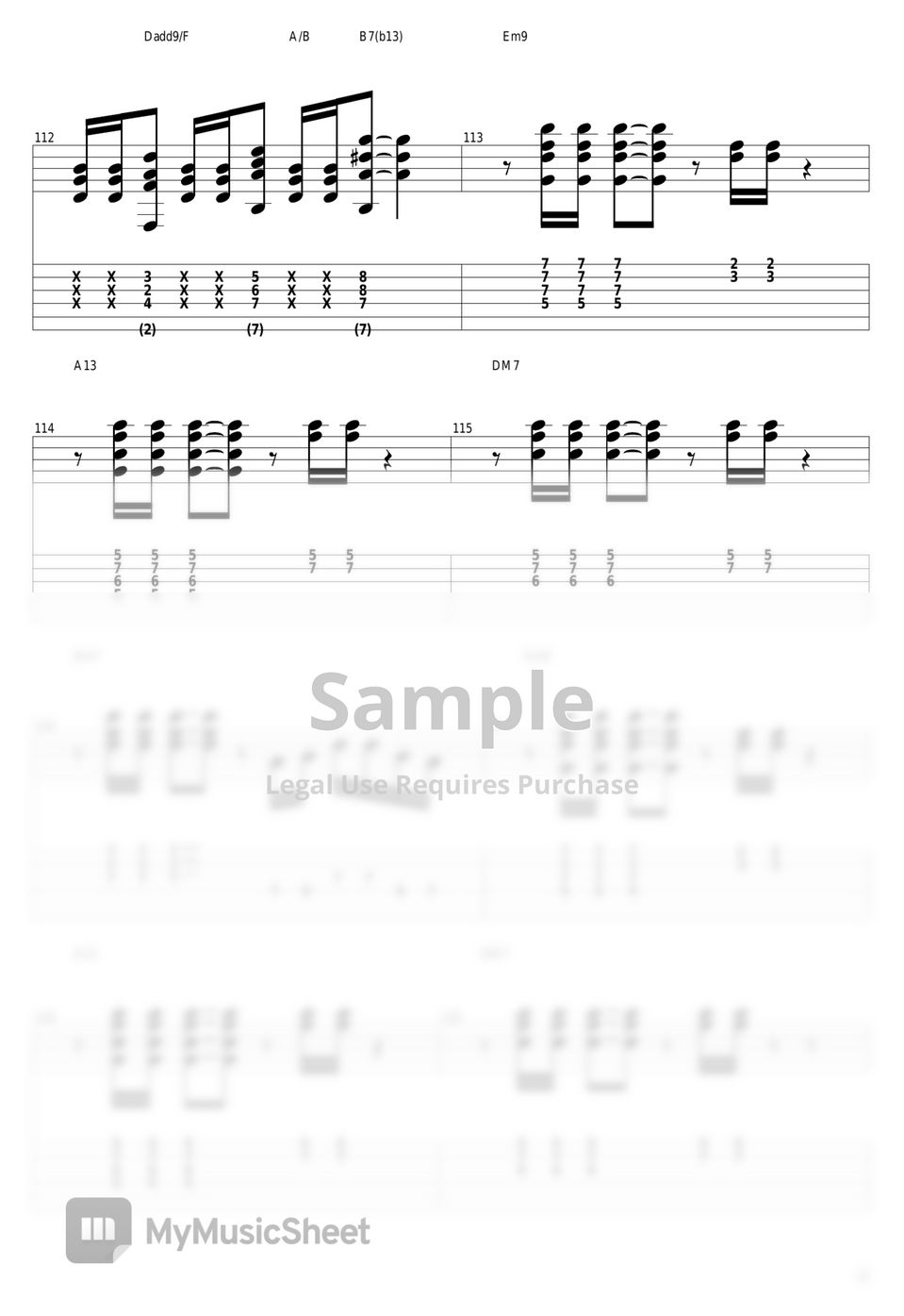 山下達郎 - Music Book Tab + 1staff by guitar cover with tab