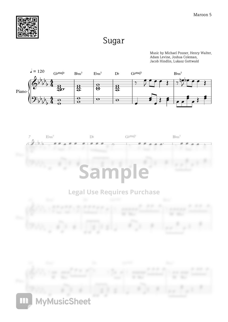Maroon 5 - Sugar Sheets by PIANOiNU