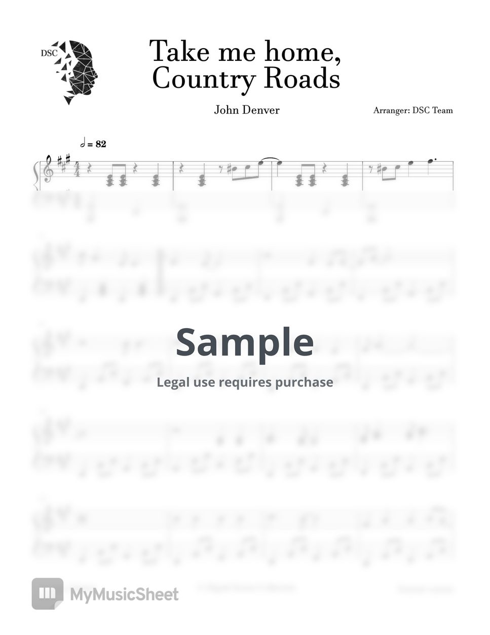 John Denver - Take me Home, Country Roads Sheets by Digital Scores ...