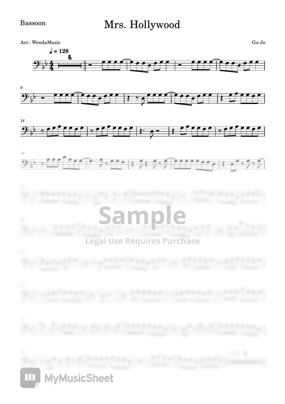 GoJo Mrs. Hollywood (Bassoon) Sheets by WendaMusic