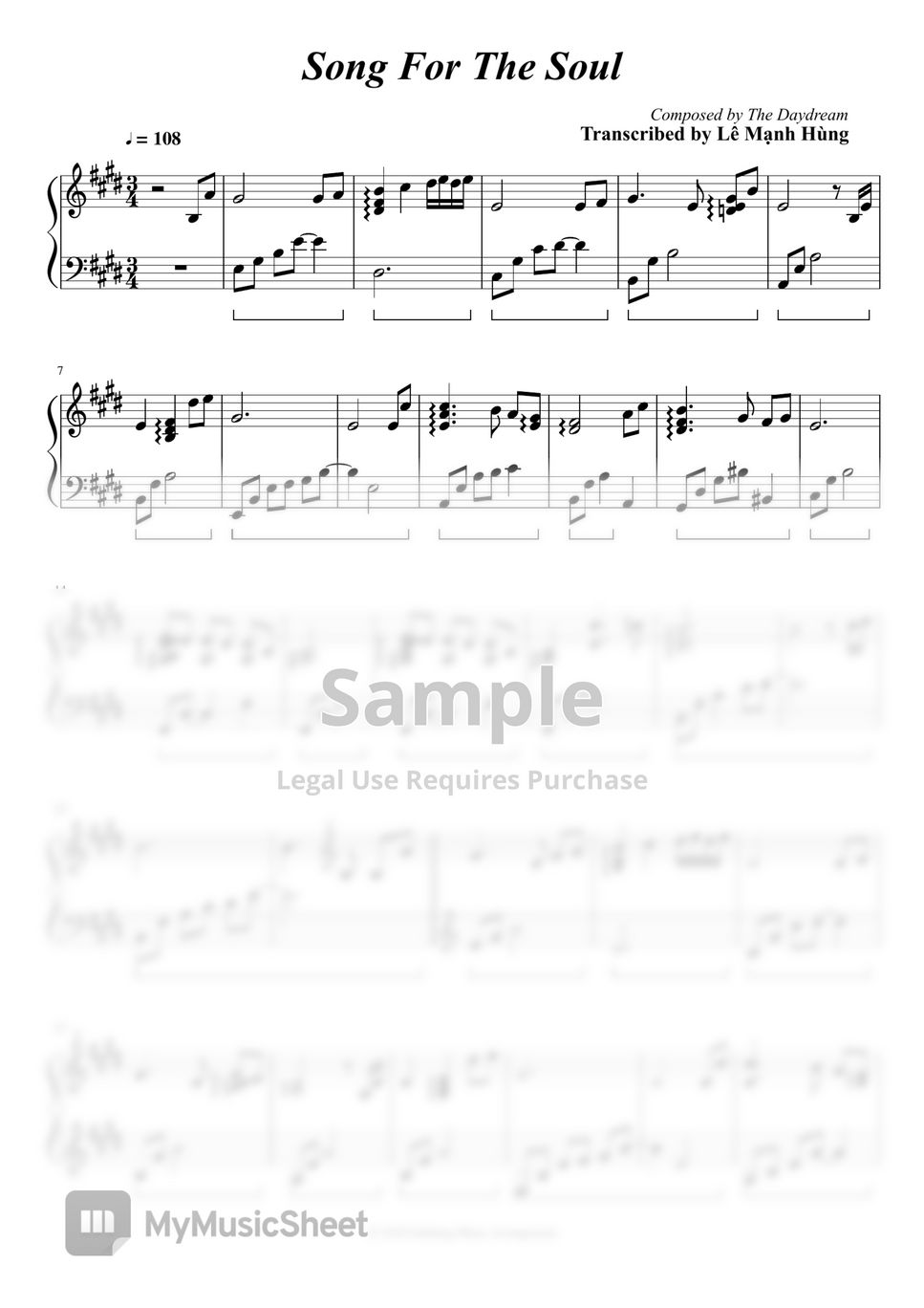 The Daydream - SONG FOR THE SOUL (Transcribed) Sheets by Le Manh Hung