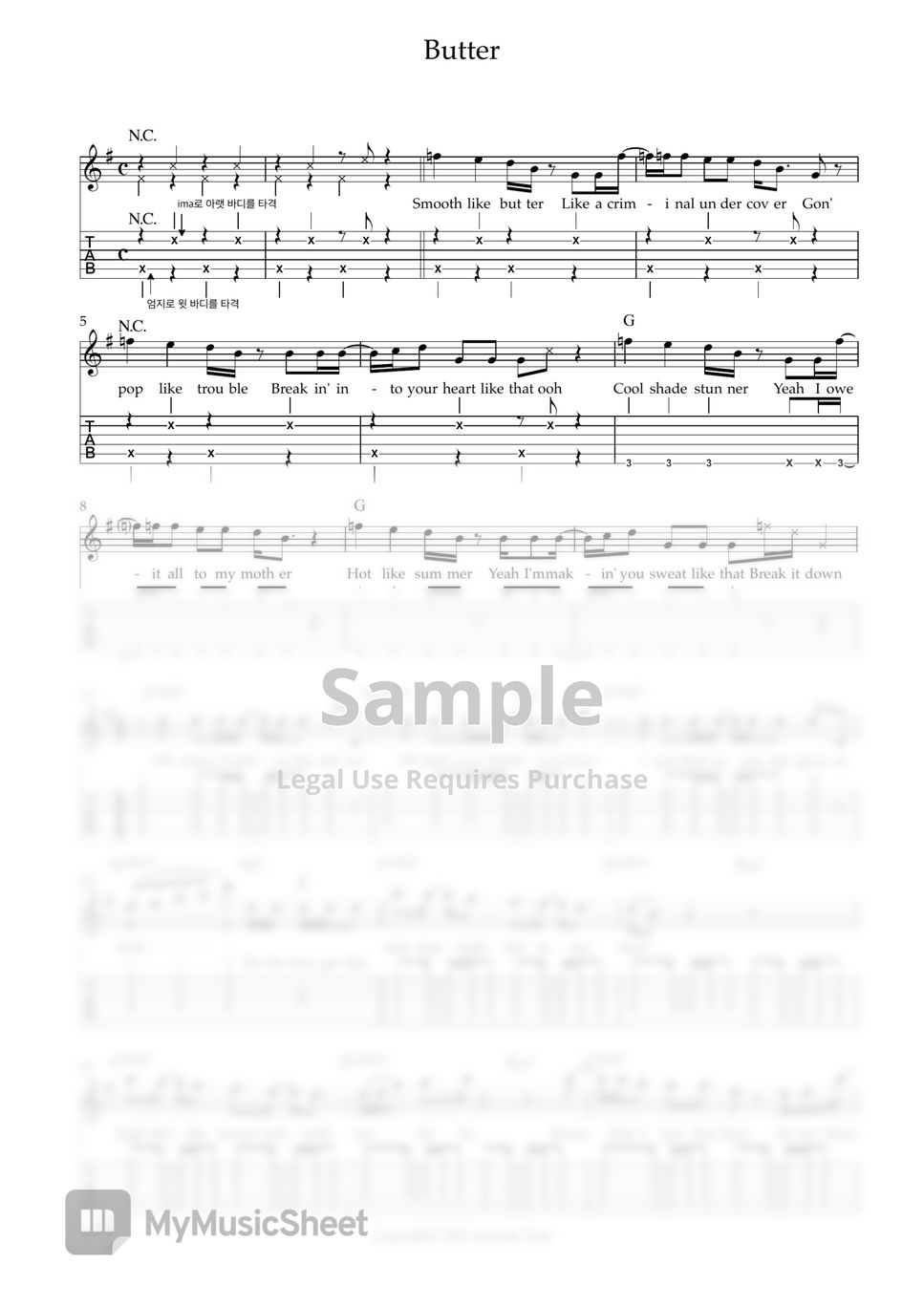 BTS(방탄소년단) Butter Sheets by Acoustic Note