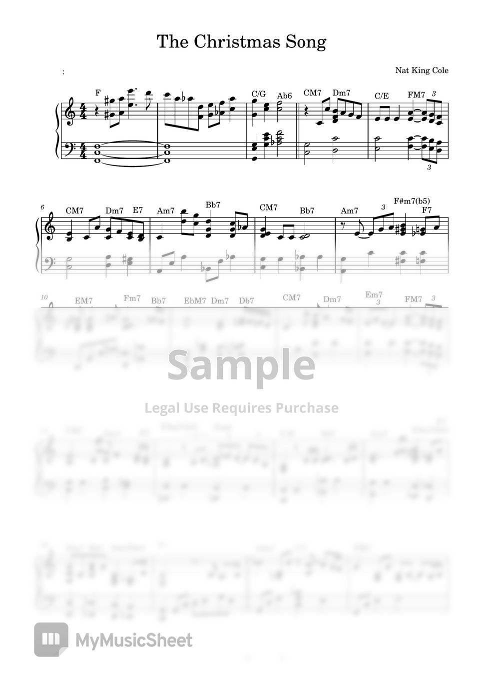 Nat King Cole The Christmas Song Ckey Sheets By 