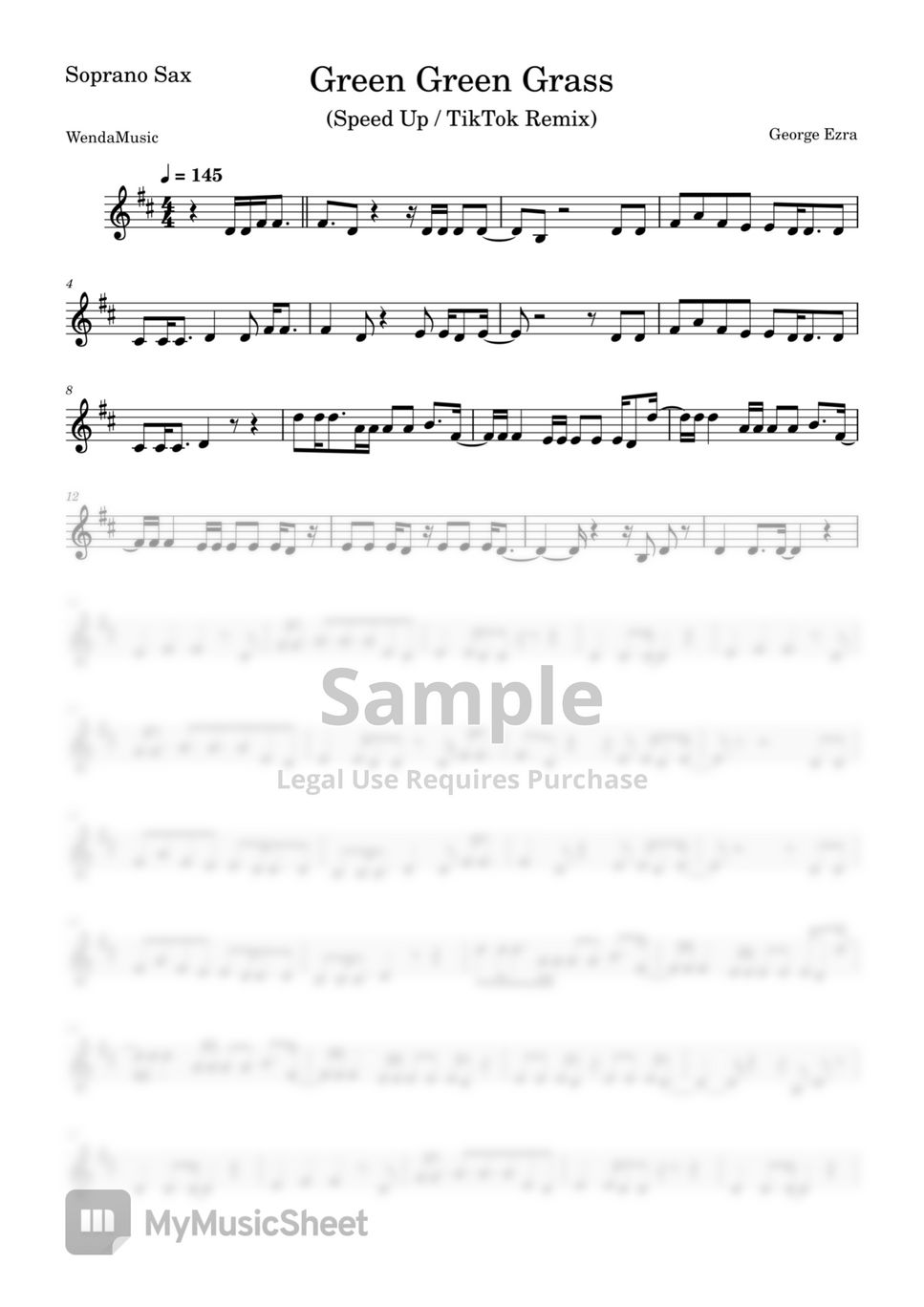 george-ezra-green-green-grass-soprano-sax-spartito-by-wendamusic