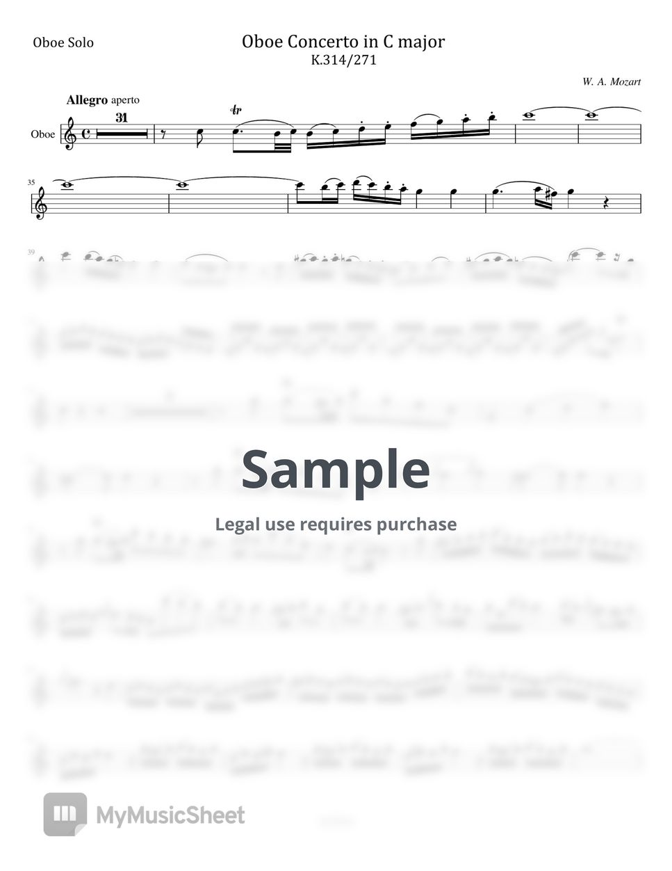 Wolfgang Amadeus Mozart Oboe Concerto in C major, K.314/271k (Mozart