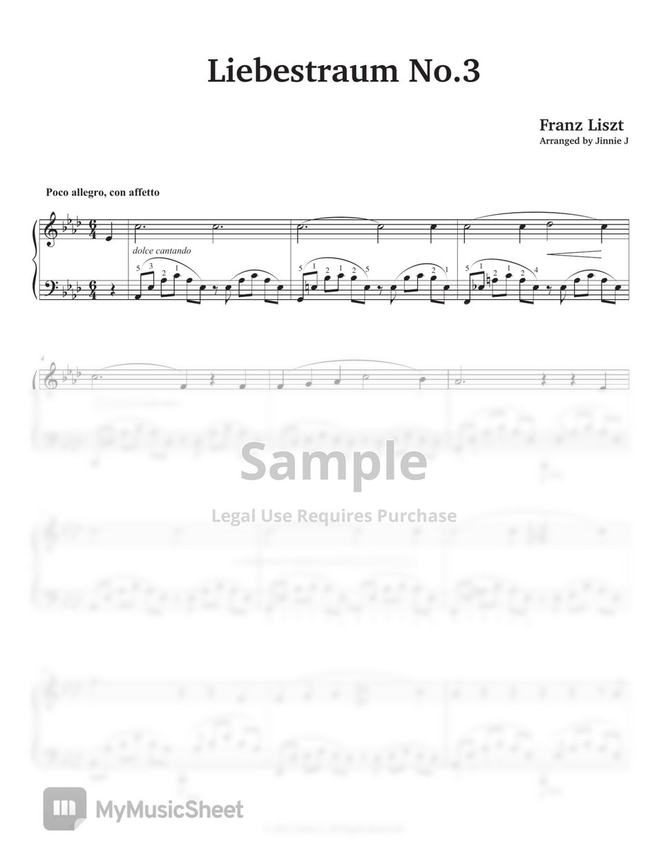 F. Liszt (리스트) - Liebestraum No. 3 (사랑의 꿈) (Intermediate Level) by Jinnie J