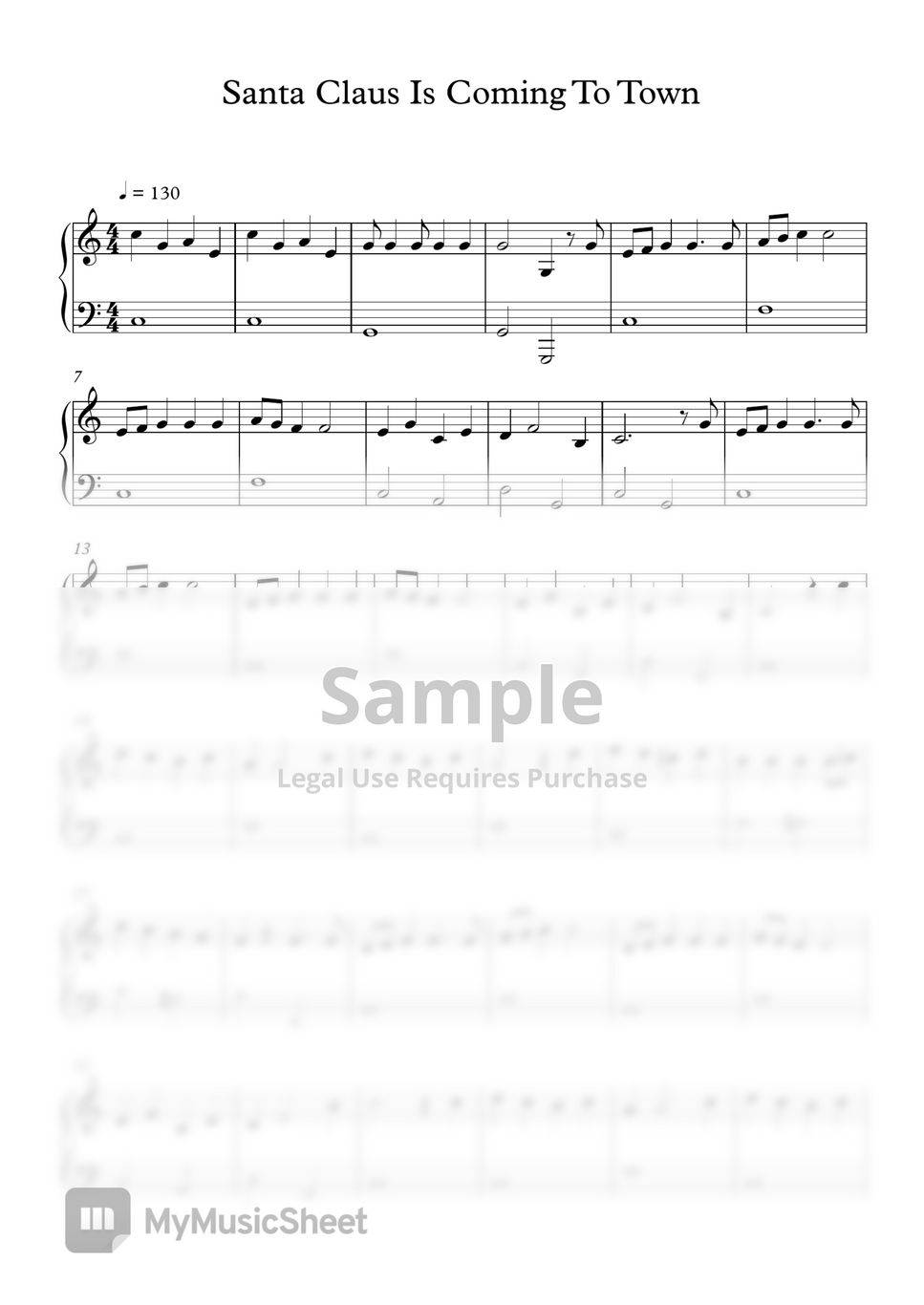 (EASY) - Santa Claus Is Coming To Town Sheets by PianoGenius