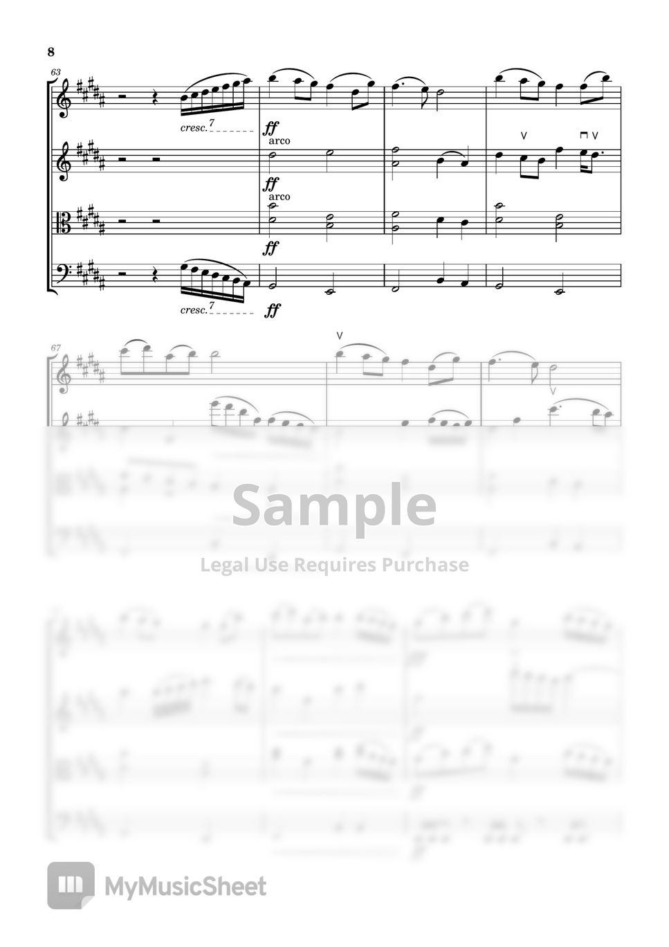 Ai Higuchi - Akuma no Ko 悪魔の子 String Quartet Full score with Part scores (Attack on Titan Final Season Part 2) by Sammi Chan