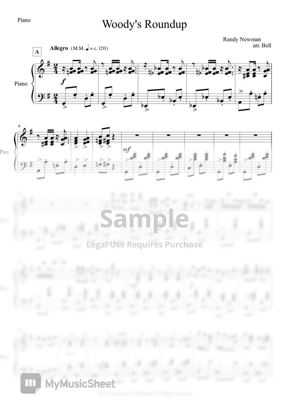 ToyStory Woody's Roundup (Violin) 악보 by Bell