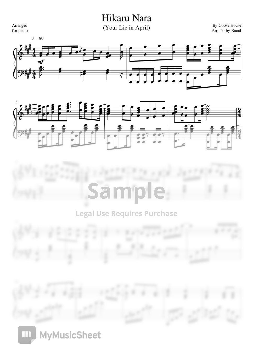 Hikaru Nara - Piano - Digital Sheet Music