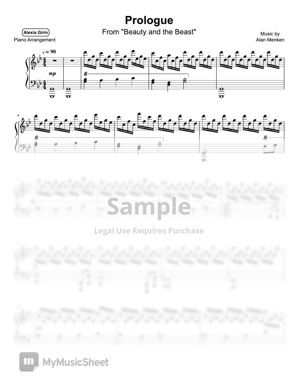 Alan Menken - Beauty And The Beast - Prologue Sheets By Alexia Girin