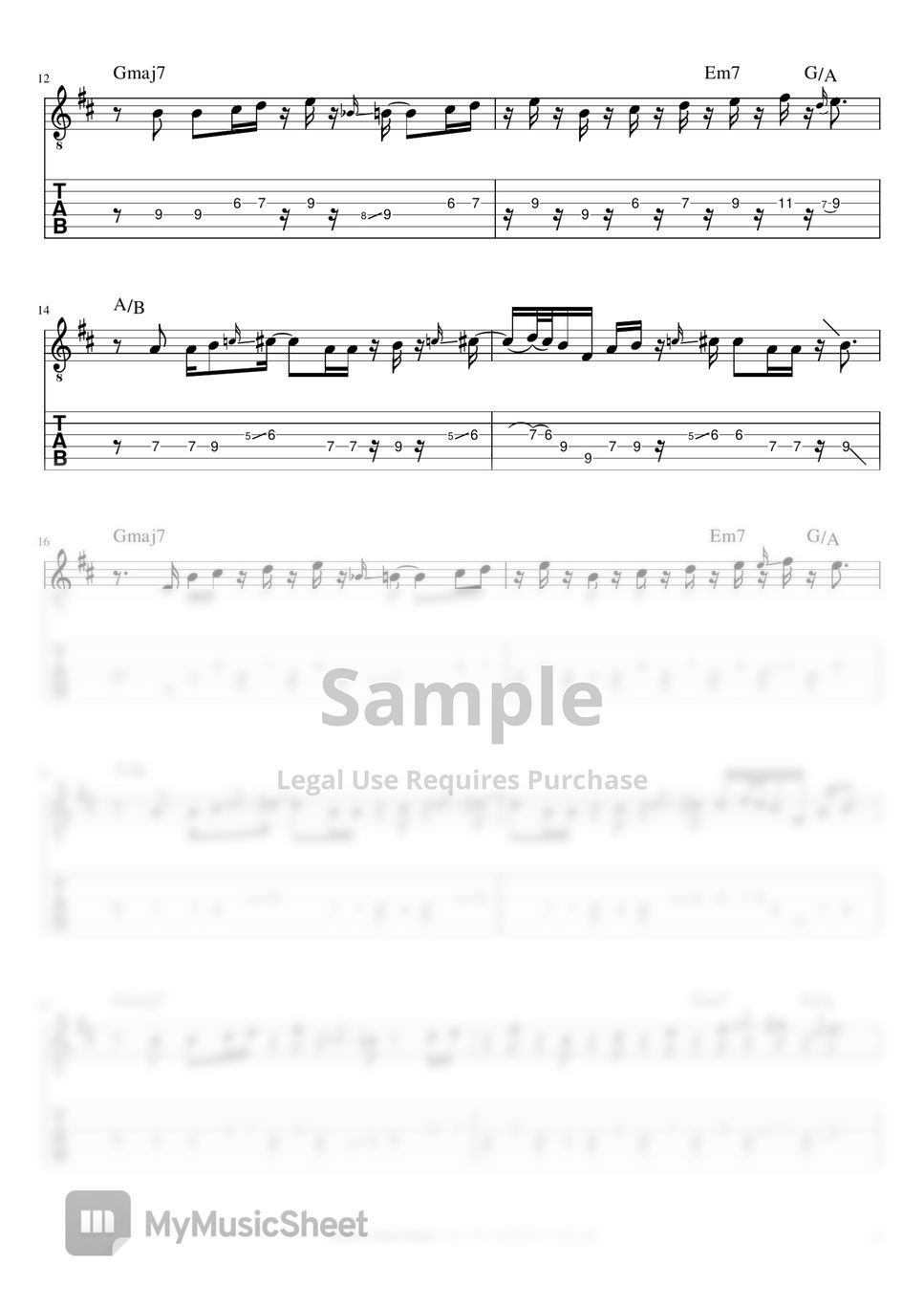 Paul Jackson Jr. Never Too Much Tab + 단선 악보 by Ontario Guitar Studio