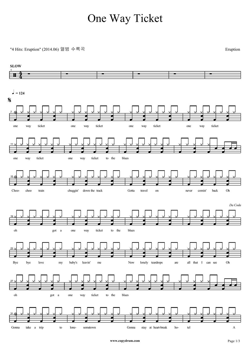 Eruption One Way Ticket Sheets by COPYDRUM