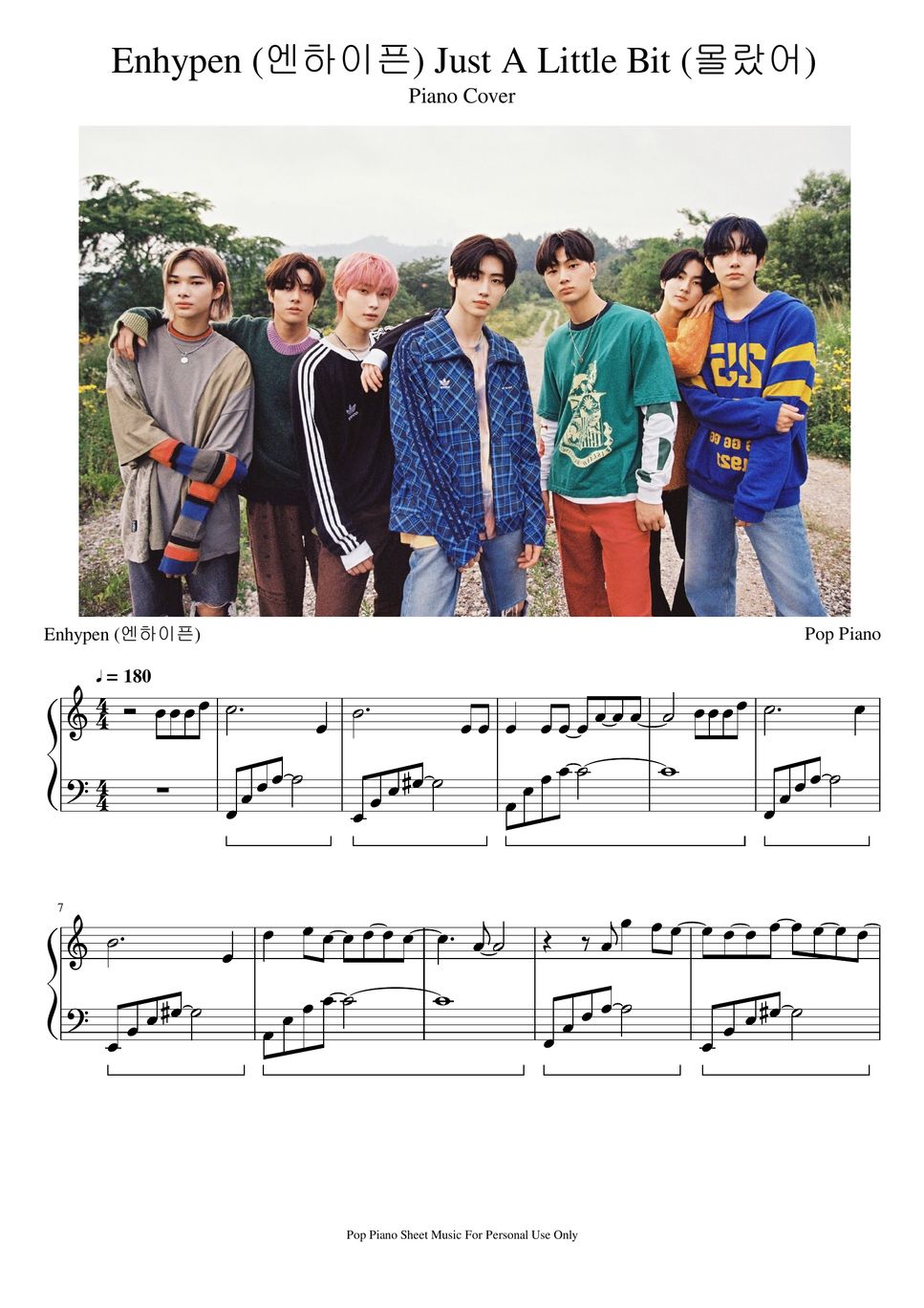 Enhypen (엔하이픈) Just A Little Bit (몰랐어) Sheet by Pop Piano