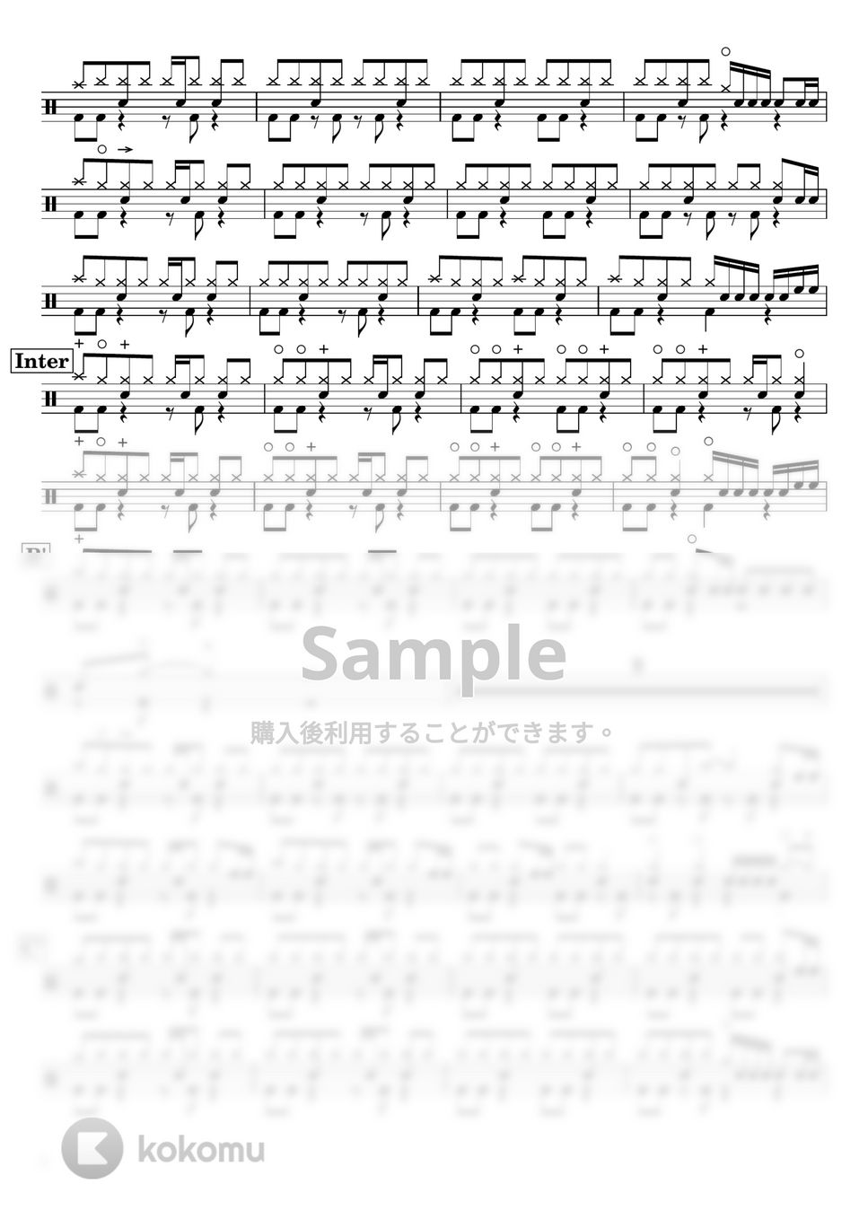 クリープハイプ - 【ドラム譜】イノチミジカシコイセヨオトメ【完コピ】 by Taiki Mizumoto