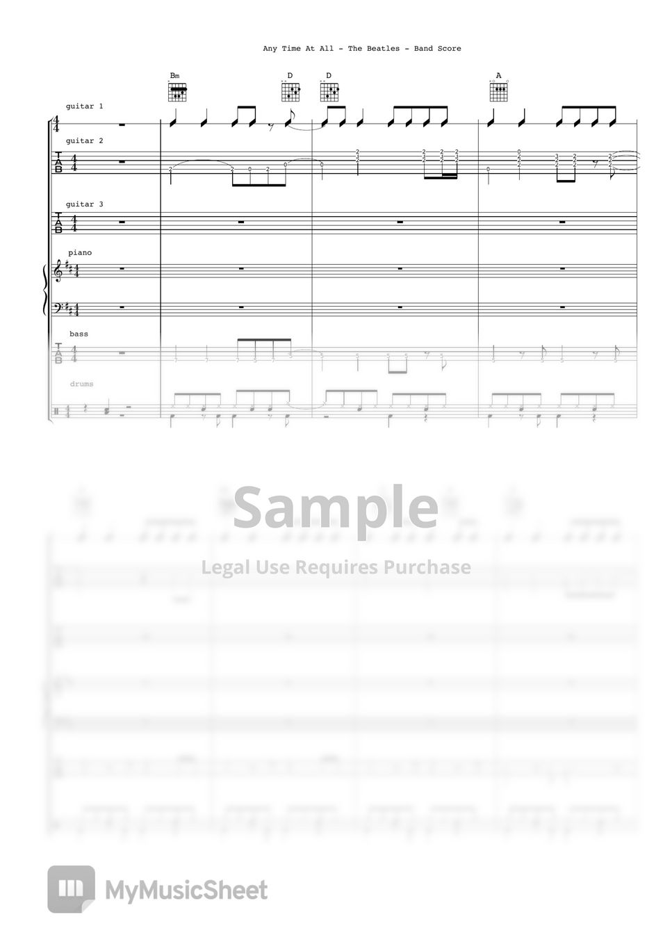 The Beatles - Any Time At All (Band Score) by Ryohei Kanayama