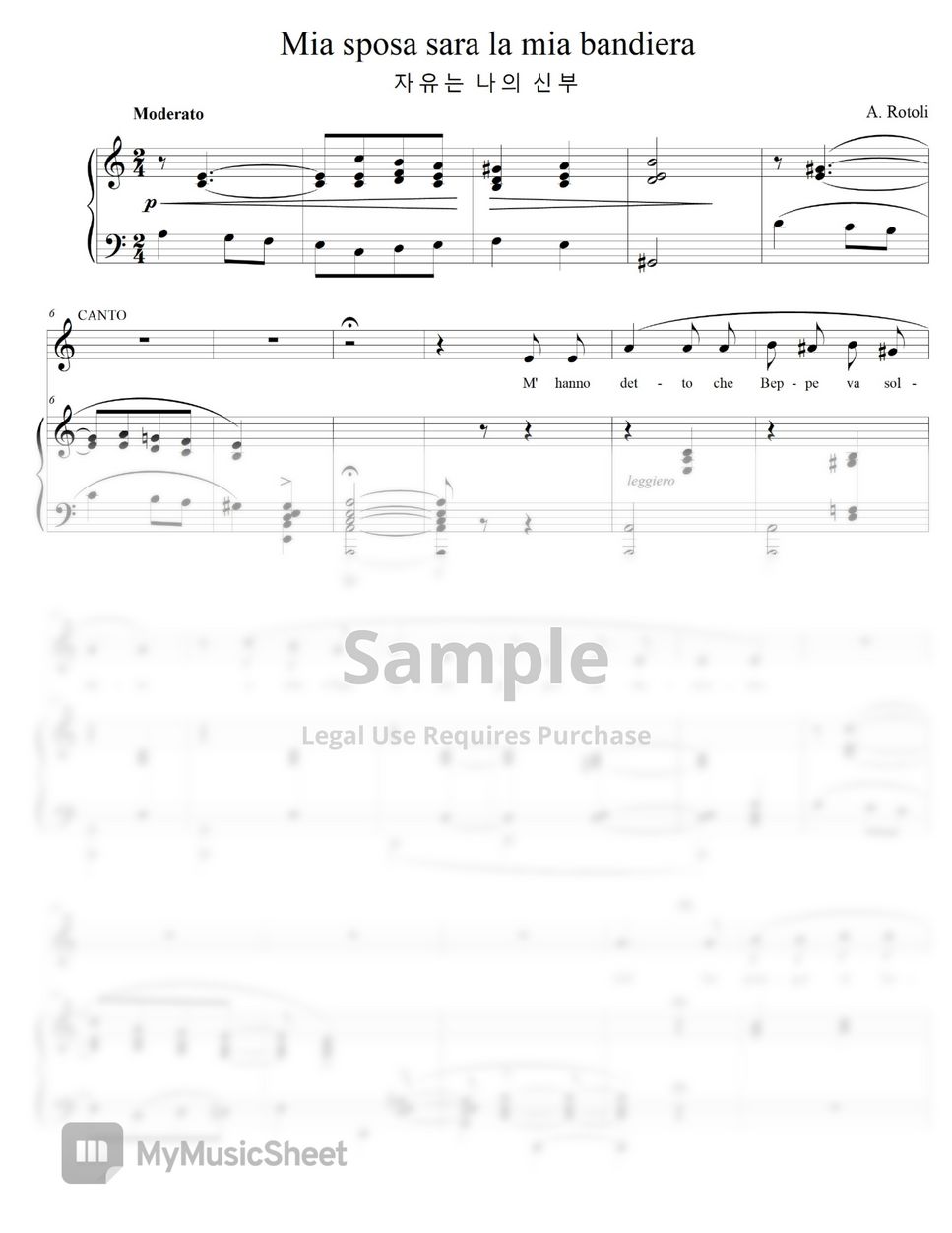 Rotoli - Mia sposa sara la mia bandiera(C Major) (Voice and Piano) by WindU