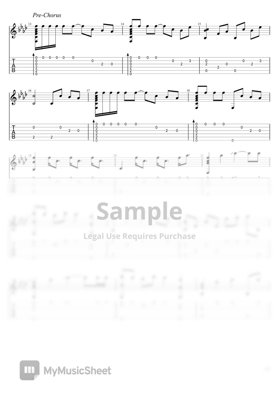 TXT - Sugar Rush Ride TAB+1 Staff by XYGuitar