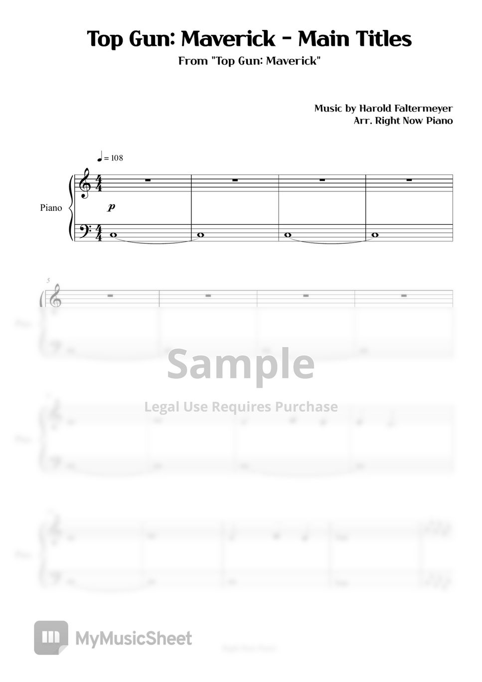 Top Gun: Maverick (main Theme) by Harold Faltermeyer - Easy Piano - Digital  Sheet Music