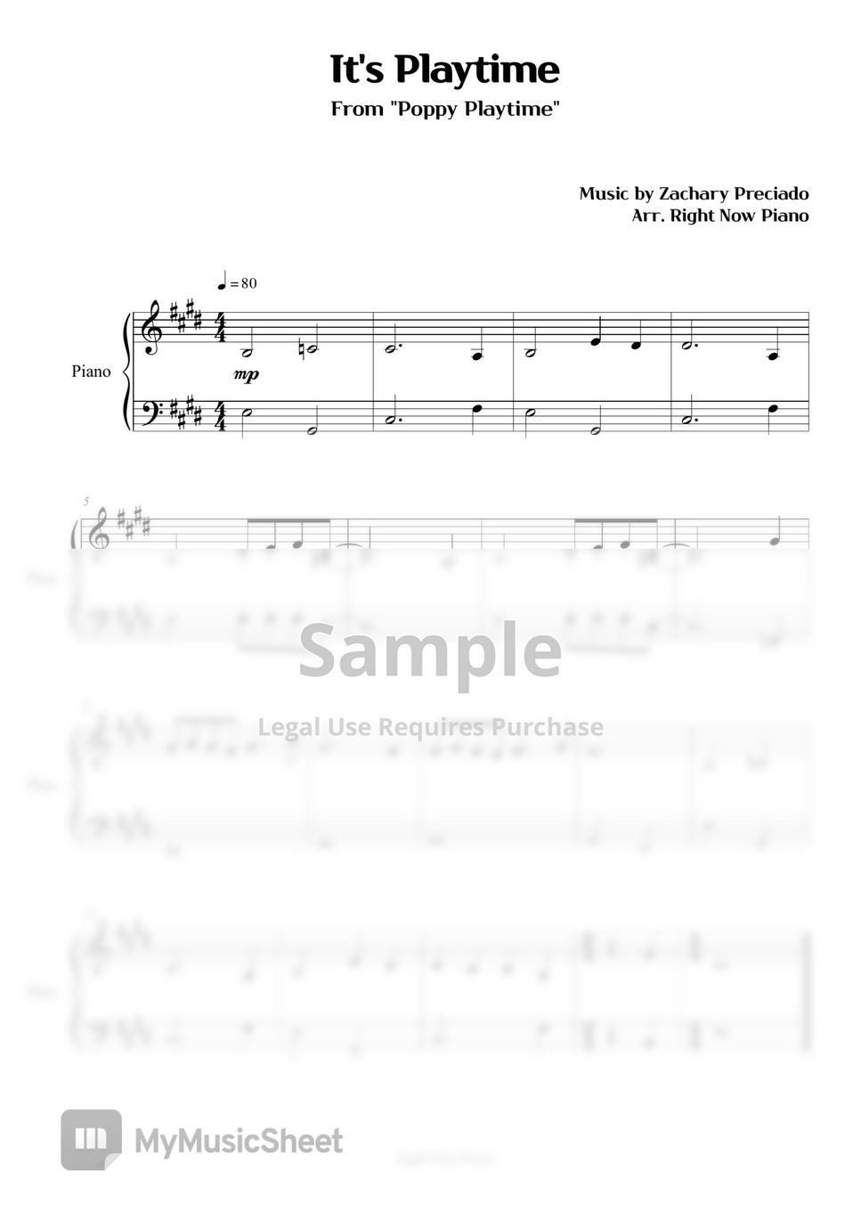 Poppy Playtime - It's Playtime Sheets by Right Now Piano