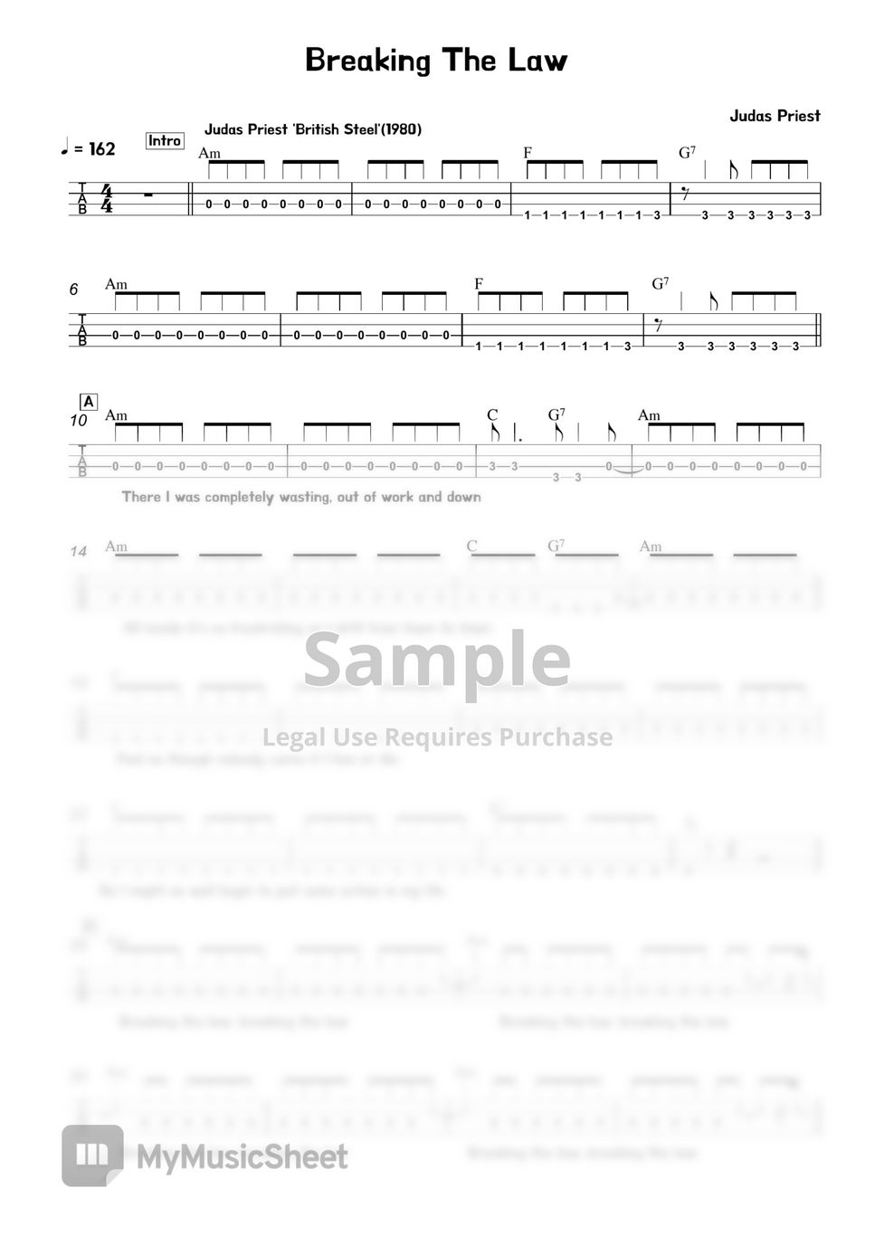 Judas Priest Breaking The Law Sheets by 김미(Kimme)