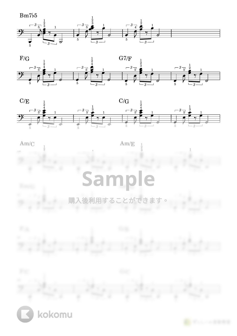 ずっしー - シャッフルビート奏法 コード別音形一覧