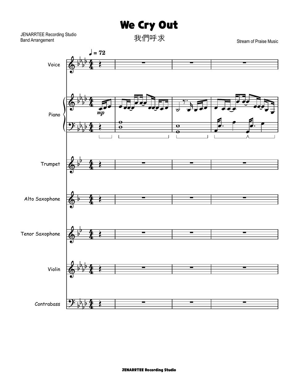 Stream of praise music we cry out band arrangement by jenarrtee