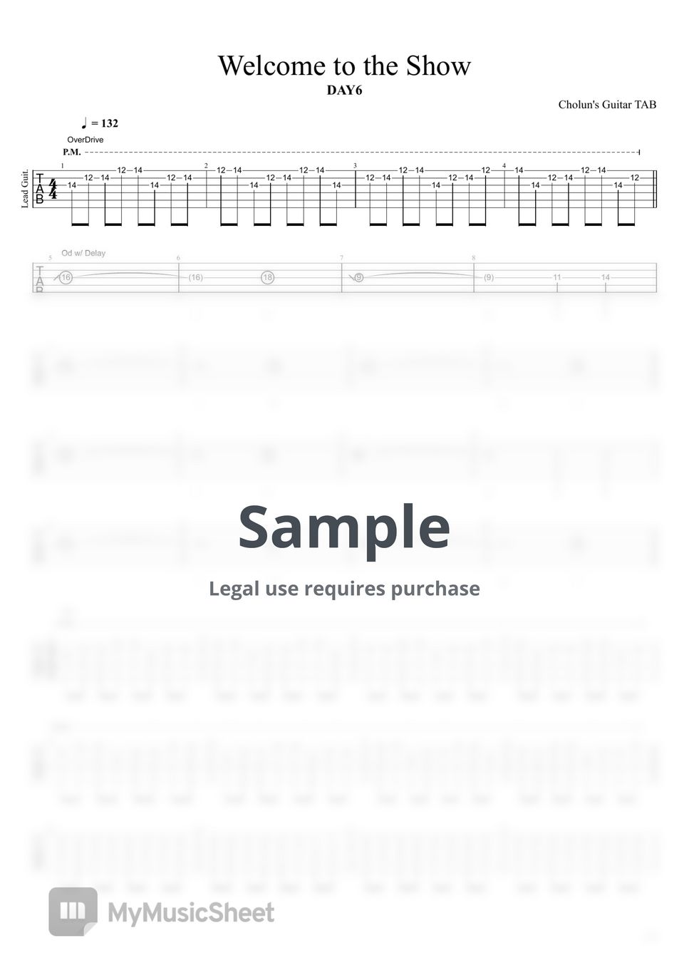 DAY6 - Welcome to the Show (일렉기타 TAB / 멜로디 / 코드 / 가사 악보) by Cholun's Guitar TAB