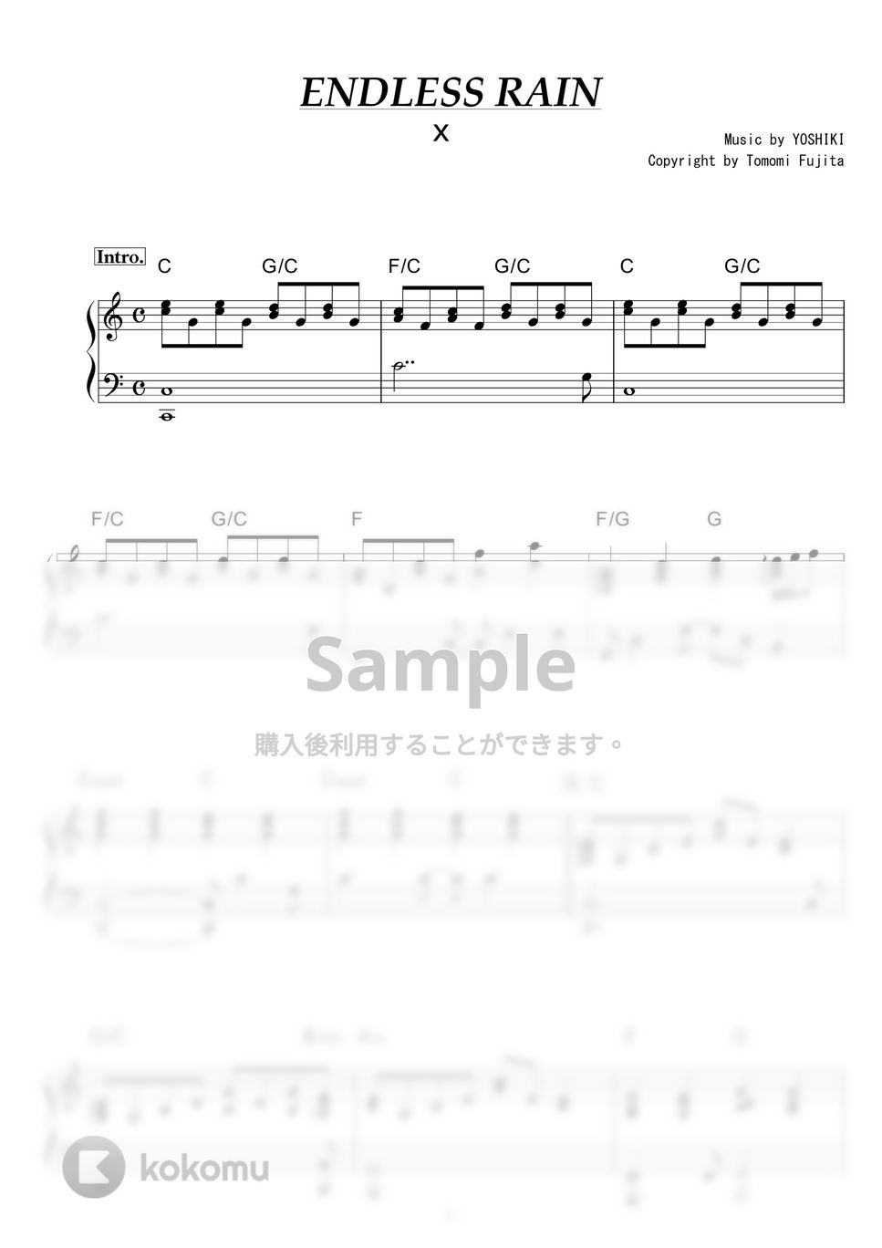 X JAPAN - ENDLESS RAIN (short ver.) by piano*score