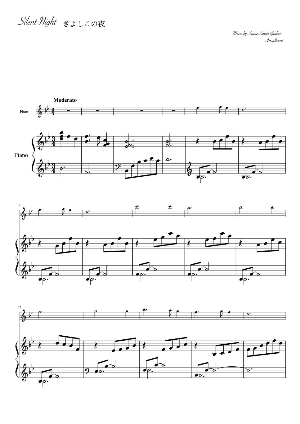 F. Gruber - Silent Night (Flute & Piano) by pfkaori