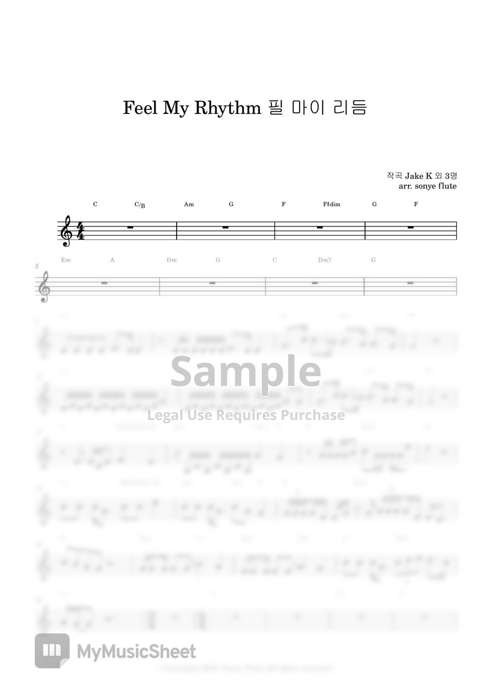 Red Velvet - Feel My Rhythm (Flute Sheet Music Easy) by sonye flute