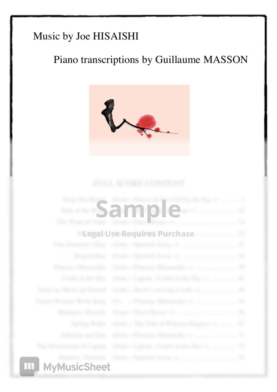 Joe Hisaishi - Piano Transcriptions Full Score by Guillaume Masson