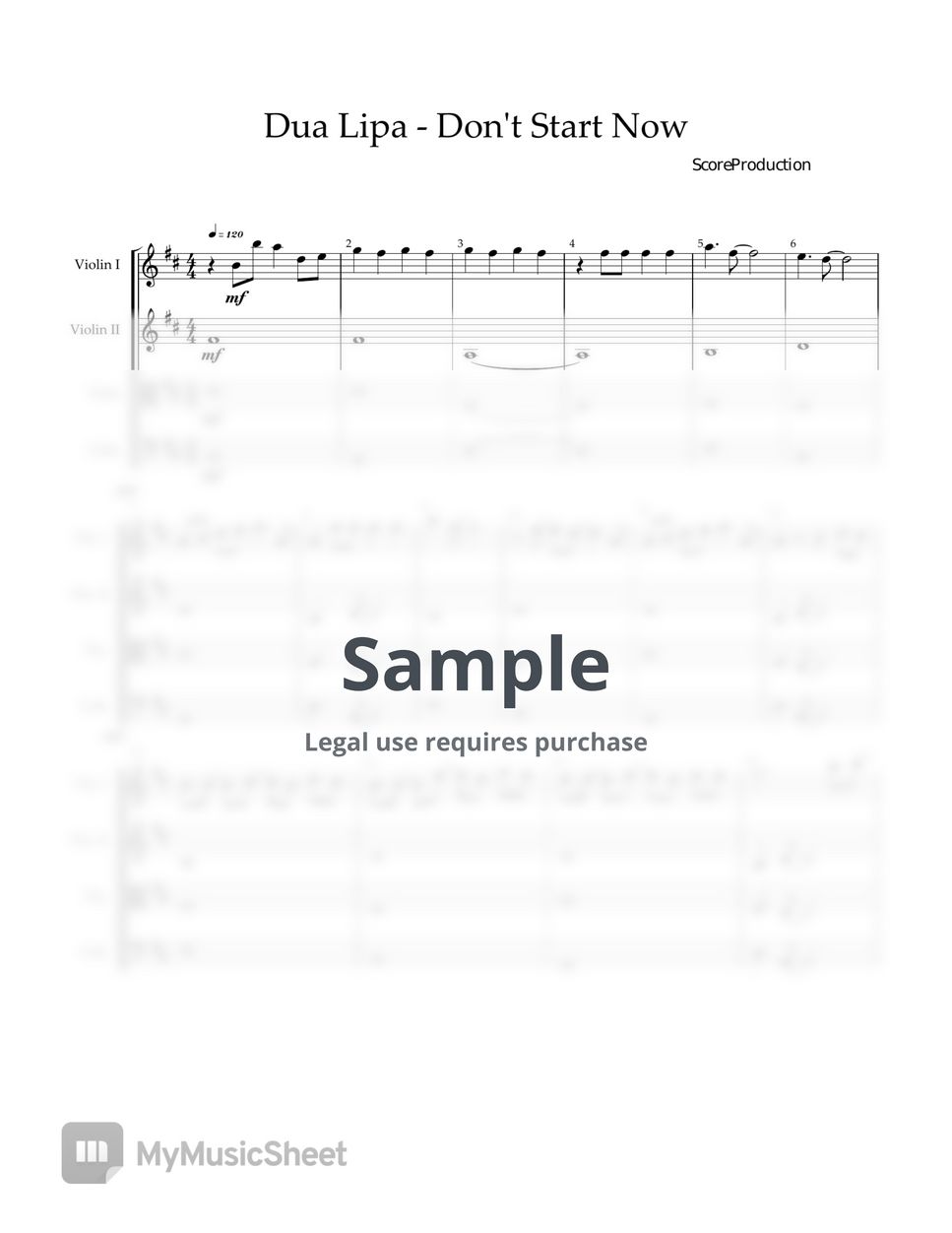 Dua Lipa - Don't Start Now (for string quartet Score+Parts) by ScoreProduction