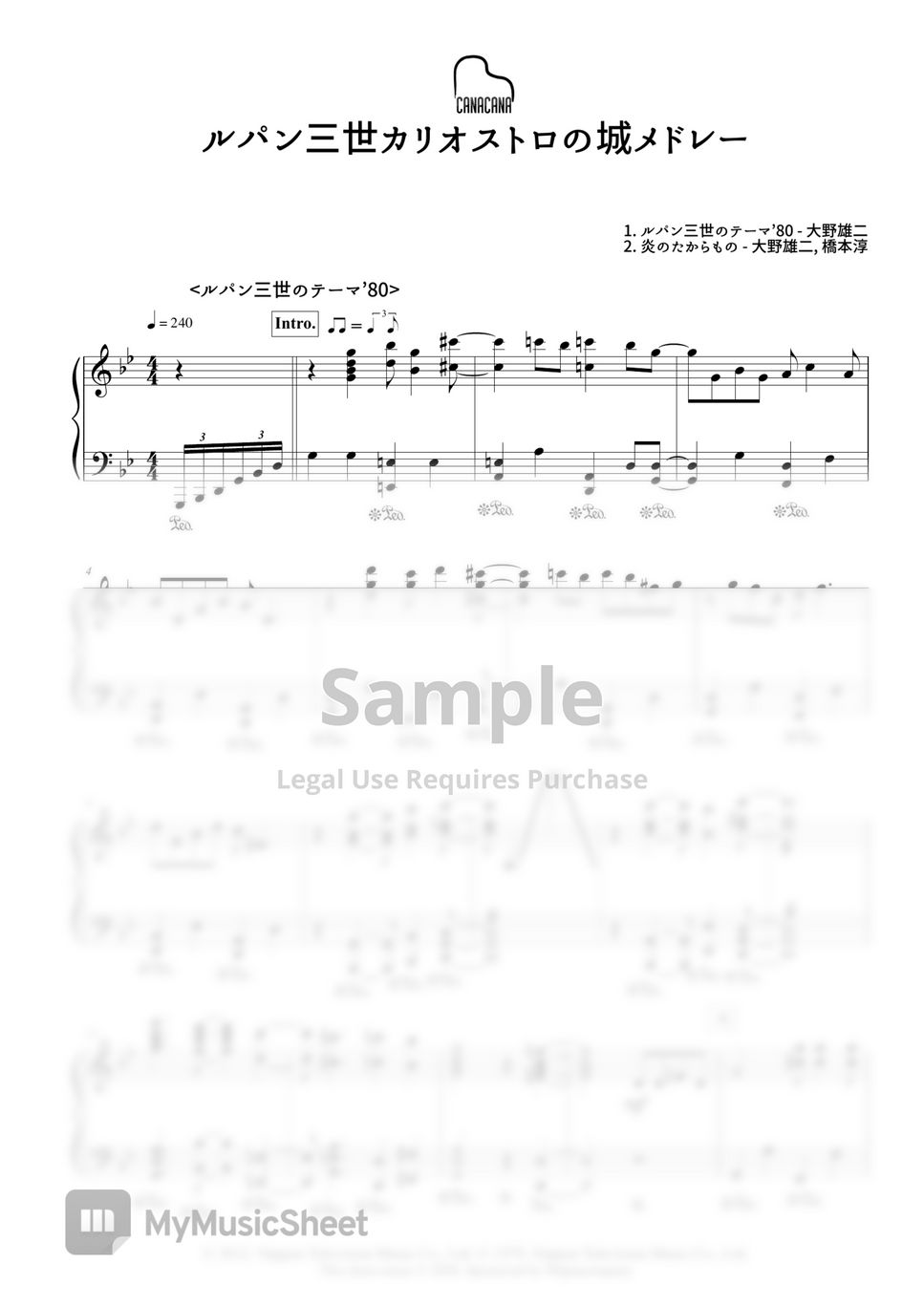 ルパン三世 カリオストロの城 BGM集 ピアノ弾き語り サウンド