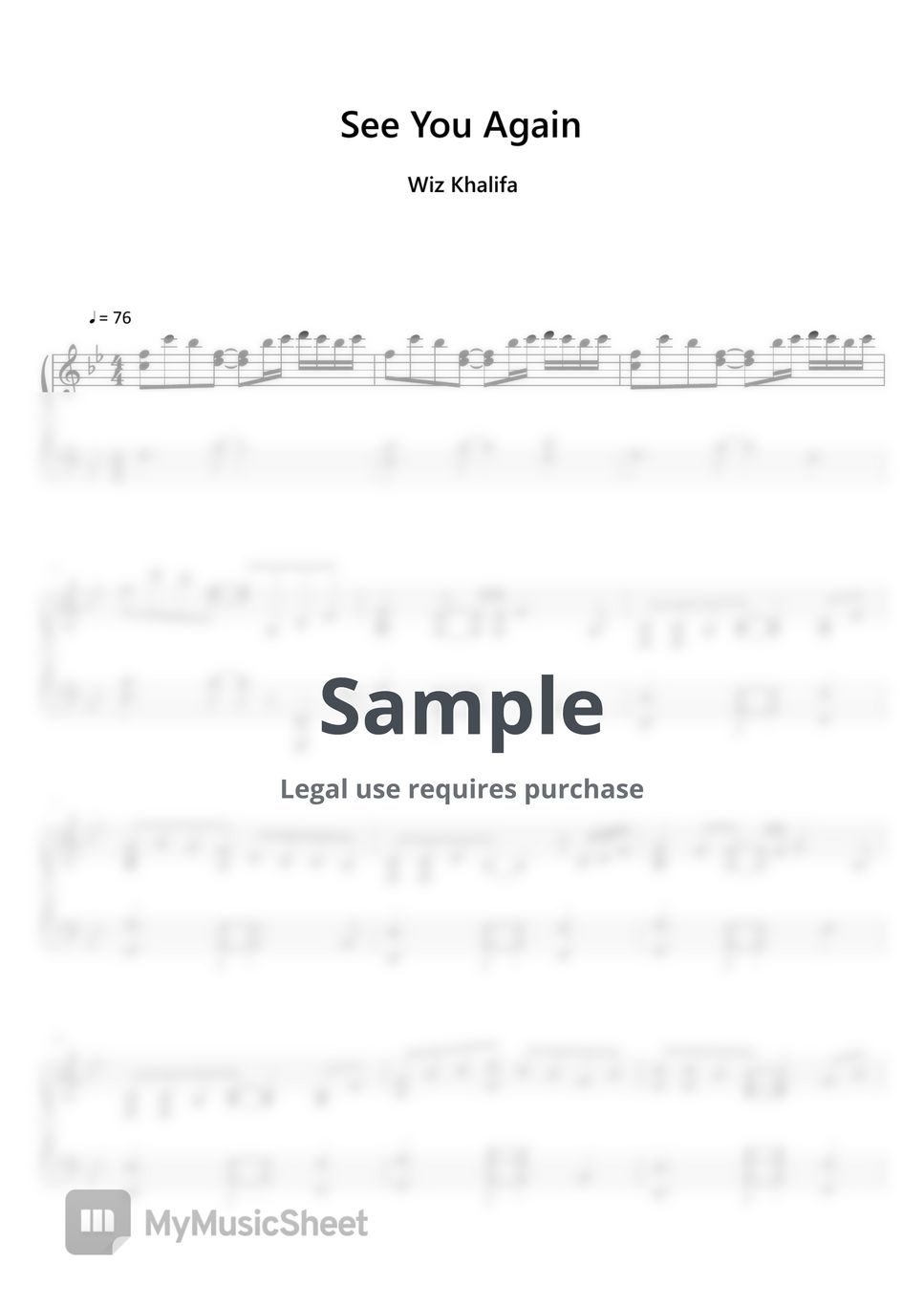 Wiz Khalifa - See You Again (Sheet Music, MIDI,) by sayu