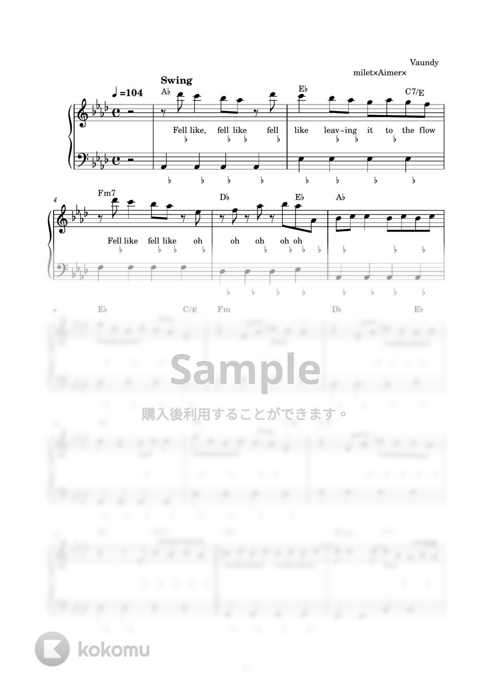 milet×Aimer×幾田りら - おもかげ (ピアノ楽譜 / かんたん両手 / 歌詞付き / ドレミ付き / 初心者向き) by piano.tokyo