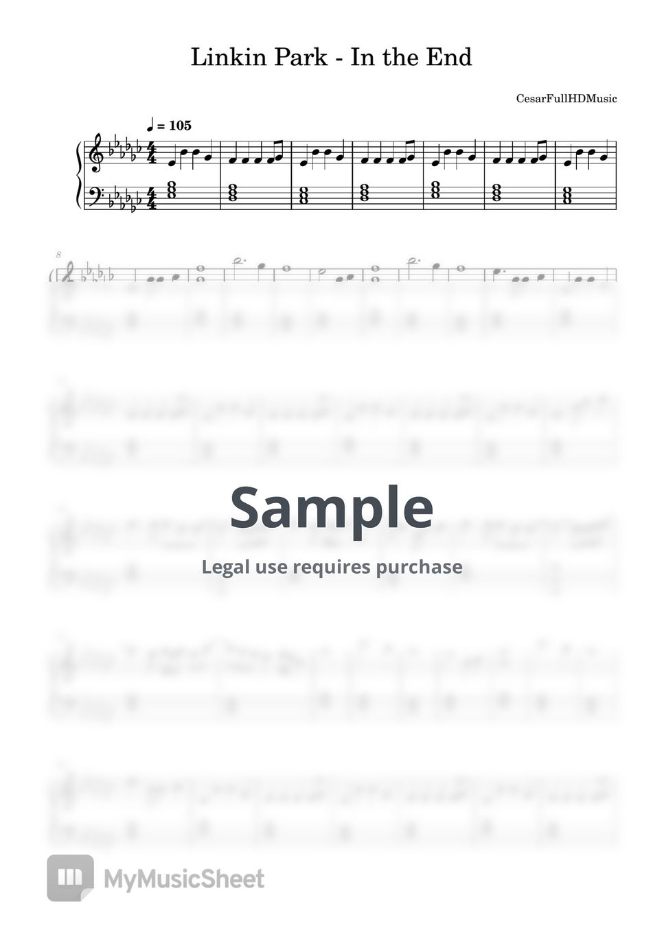 Linkin Park - In the End Sheets