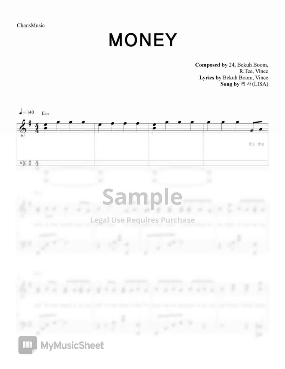 LISA - MONEY (with Lyrics) by ChansMusic