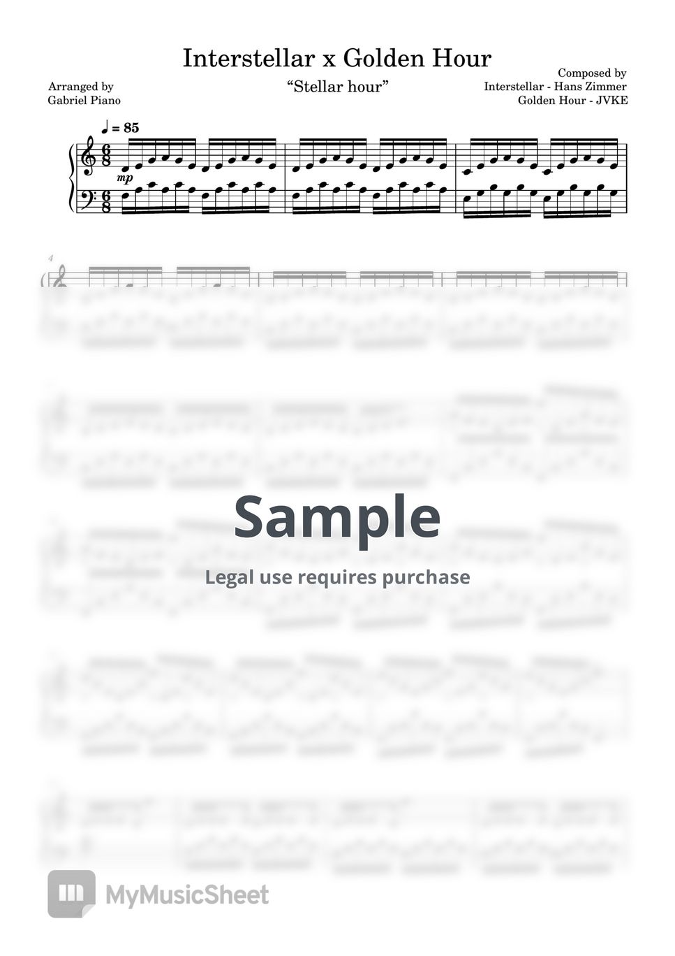 Hans Zimmer & JVKE Interstellar x Golden Hour Sheets by Gabriel Piano